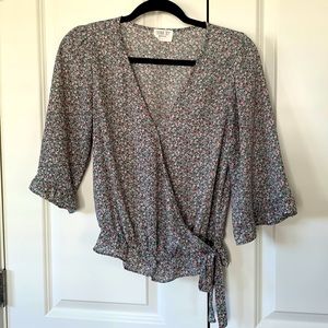 Sienna Sky Faux Wrap Cropped Blouse